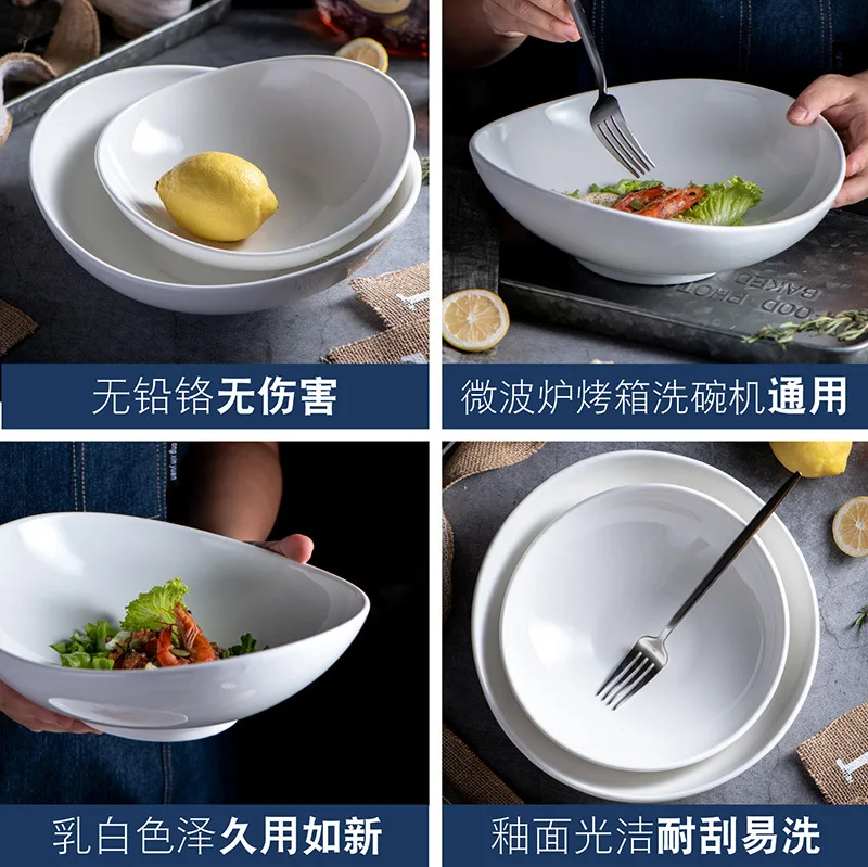 Белый большой Ramen чаша нерегулярные салатник в форме гостиничный керамический