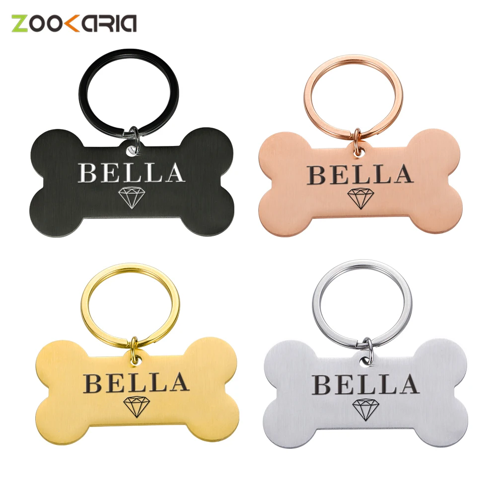 

Personalized Golden Bones Pet ID Tag Custom Dog Tags Address For Cat Collar Small Dogs Plates Badge Engraved Puppy Accessories
