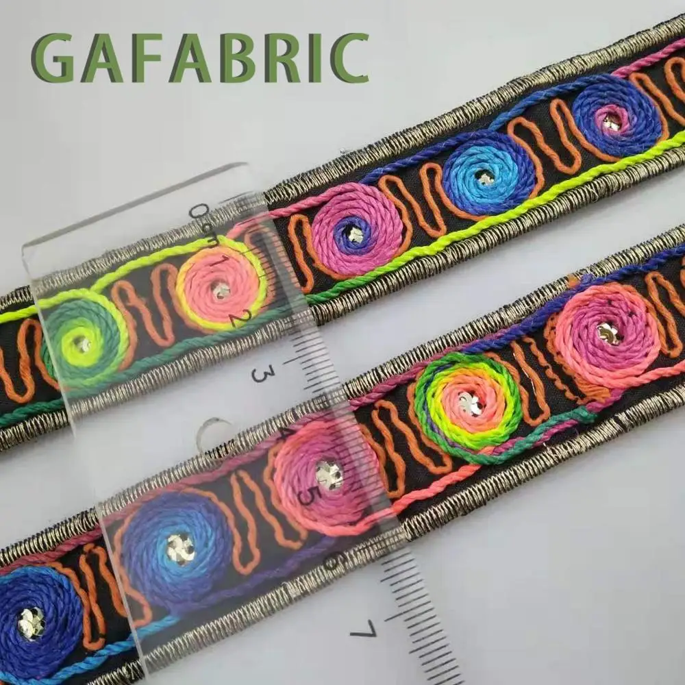 1 метр 2 5 см широкая цветная Ретро Этническая Цветочная лента с вышивкой отделка