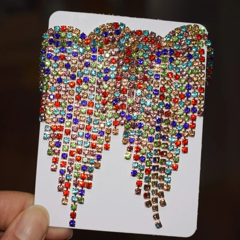 Женские серьги подвески в форме сердца красные блестящие стразы модные