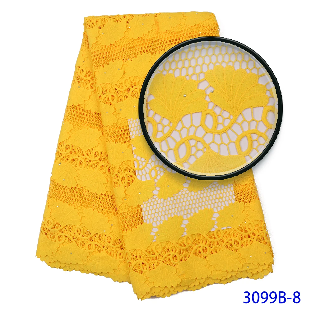 

Latest Water Soluble Lace Fabric With Stones High Quality African Chemical Nigerian Embroidery Net Lace For Women Dress AMY3099B