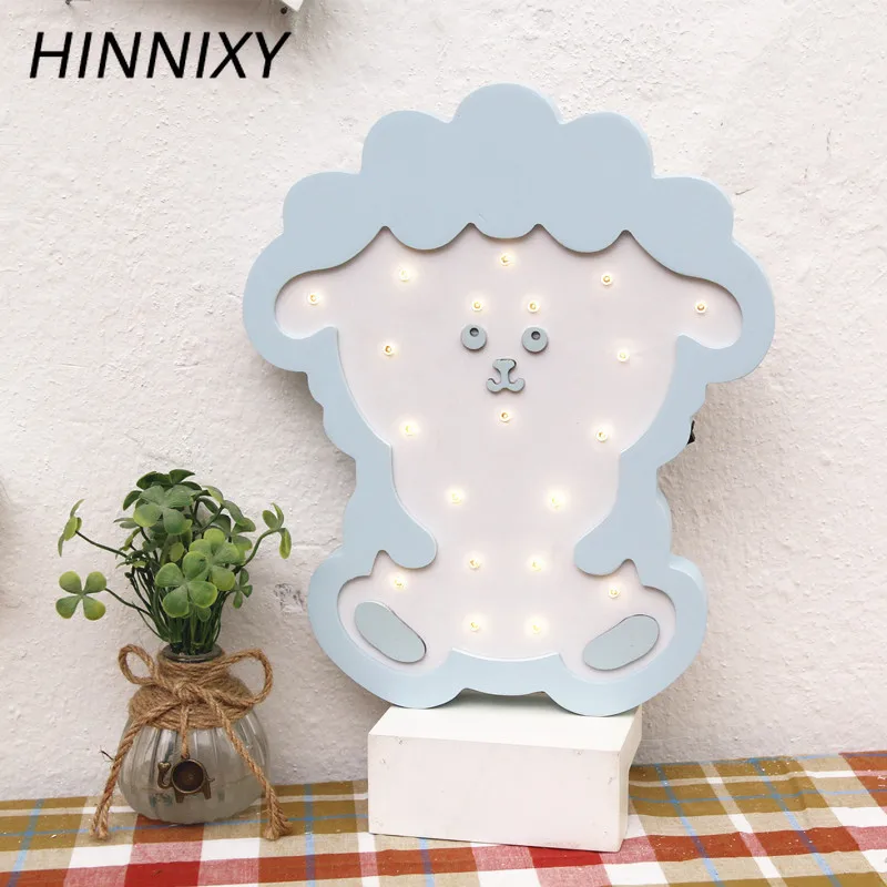 Hinnixy Мультяшные животные ночные светильники овцы кролик собака лампа для сна