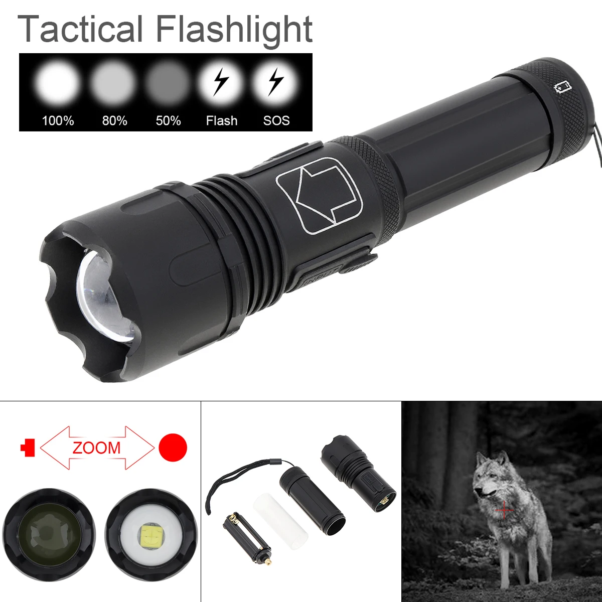 

Waterproof Powerful P50 LED USB Rechargeable Mini Outdoor Tactical Hunting Flashlight Zoomable Waterproof 5-Modes New
