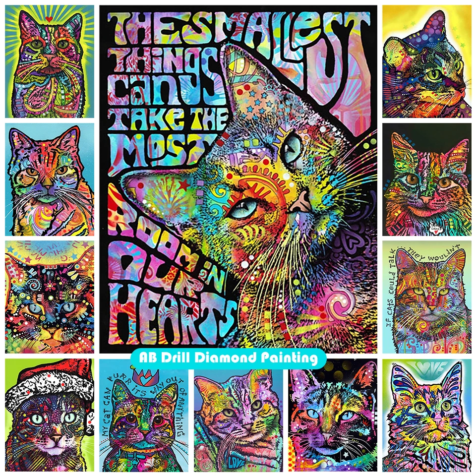 

Zipper bag animal oil painting color cat 5D DIY AB diamond painting kit full circle diamond cross stitch mosaic home decoration