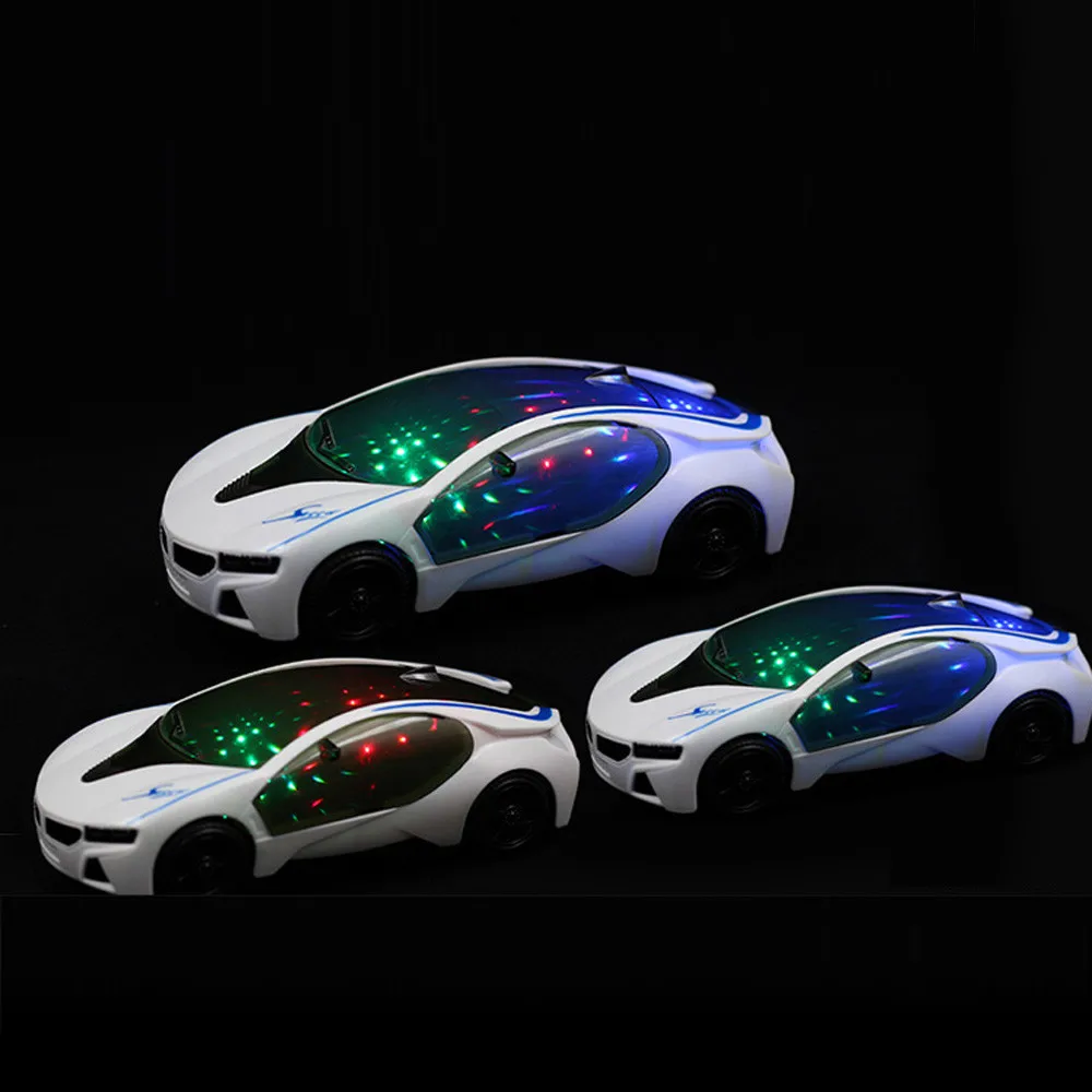 

3d Supercar Style Electric Toys Home Accessories White Car Led With Wheel Lights&music Kids Boys Girls Gift