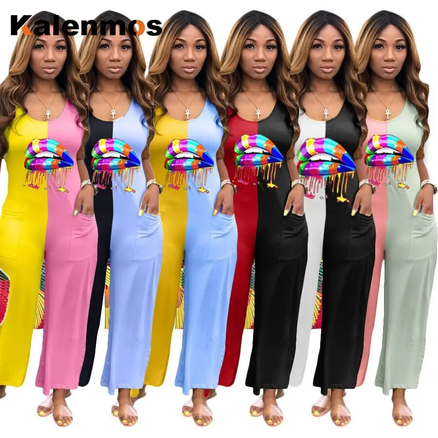 Комбинезон женский длинный с принтом пикантный Ромпер тренировочный костюм в