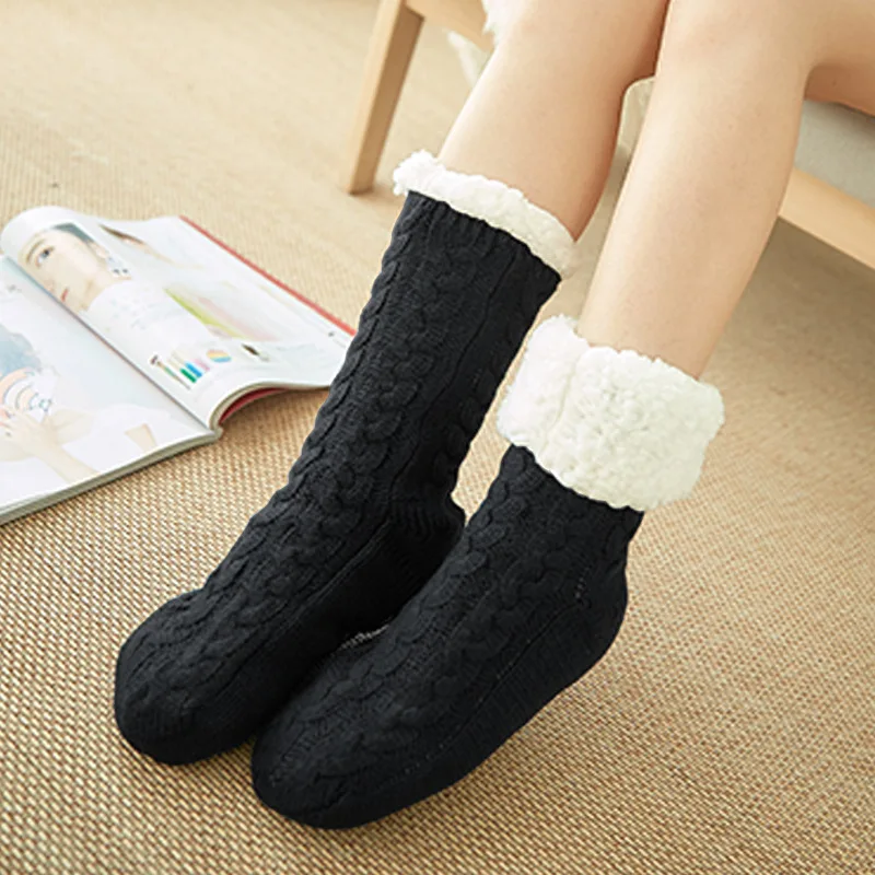 Winter Woll Socken Frauen Verdicken samt Hause Zimmer Socken Slipper Warme Schlaf Teppich Boden Schnee Socken koreanische calcetines divertidos