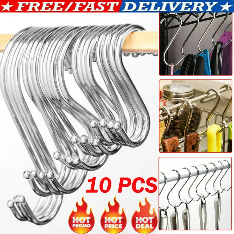 10x нержавеющая сталь S крючки кухня мясо сковорода посуда вешалка для одежды