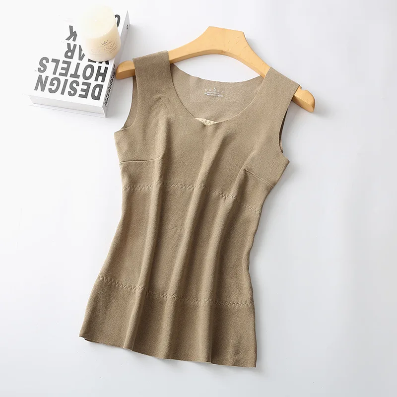 

Thermal Vest Traceless Underwear Women's Large Heat Double-sided Silk Patch Plush Thickened Autumn and Winter Bottoming Shirt