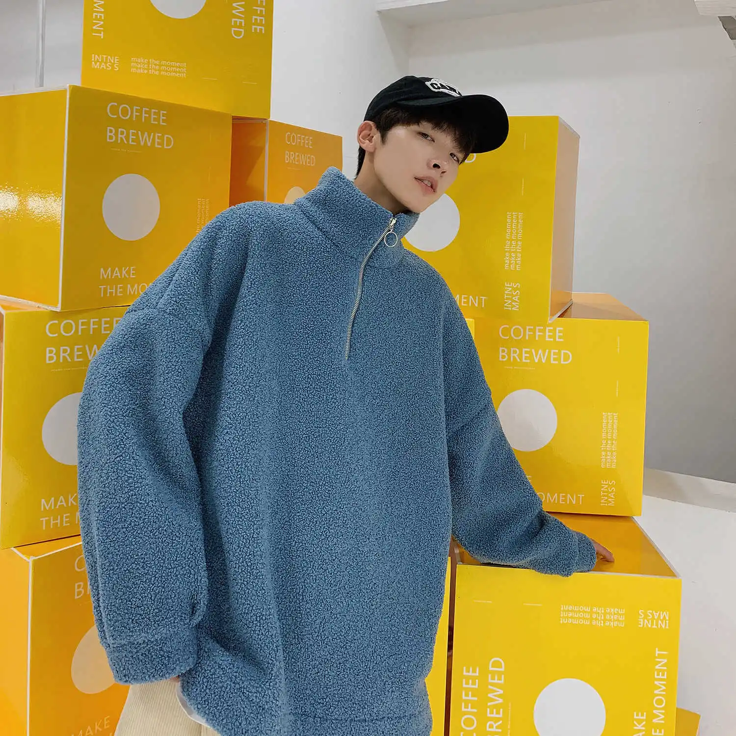 2019 осенняя и зимняя Корейская версия нового пятна с высоким воротником Локомотив