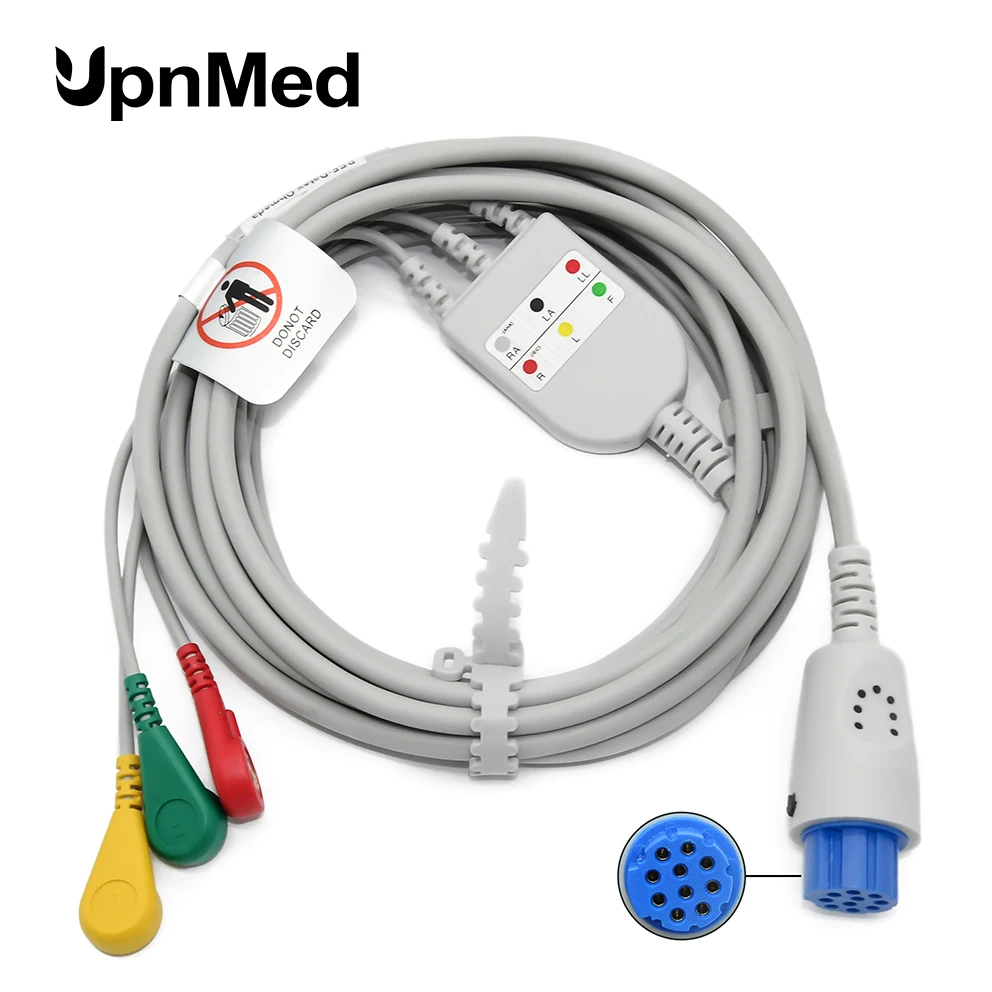 Datex Cardiocap 10-контактный 3-контактный свинцовый цельный ЭКГ-кабель защелка IEC