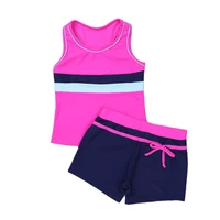 girls swimwear outfits 2pcs gymnastics leotard swimsuit tankini sport vest tops with swim shorts childrens beach bathing suit