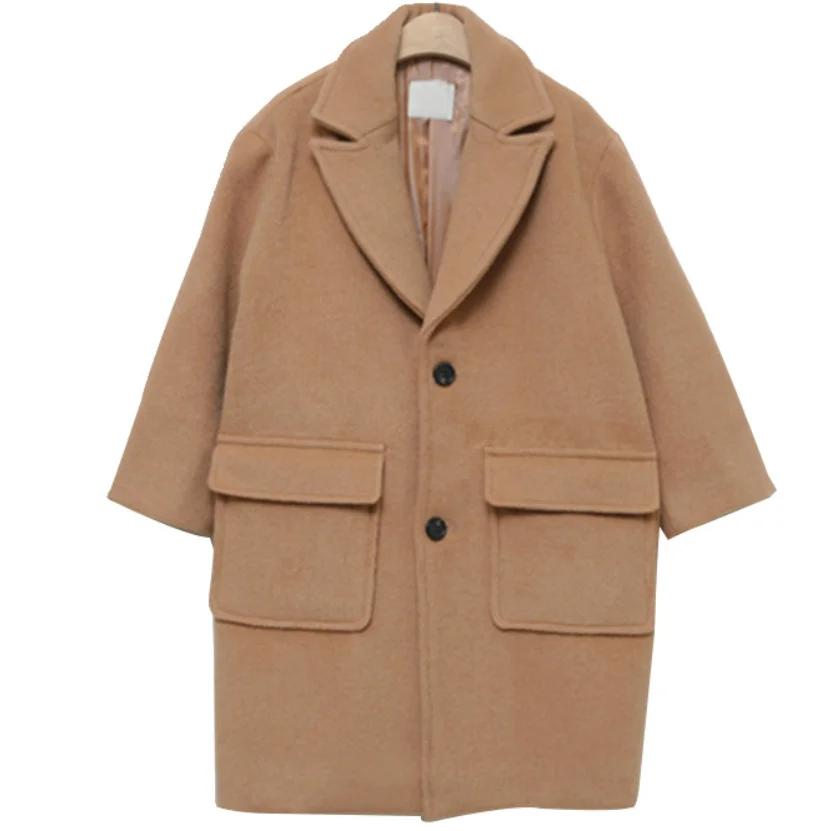 Осенне-зимнее шерстяное пальто для девочек модное высококачественное детская