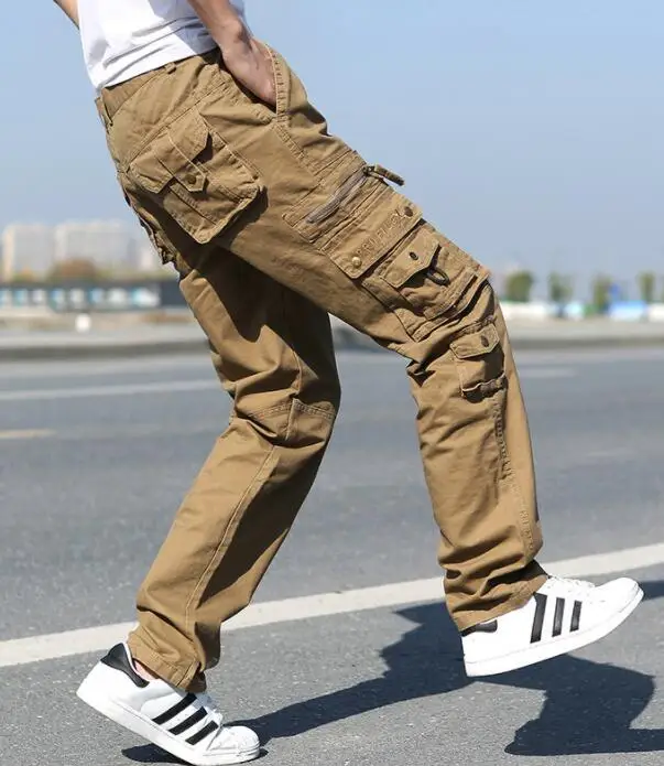 Men Cargo Pants Men's Straight Loose Trendy Casual Outdoor Multi-Pocket Plus Size 28-38 | Мужская одежда