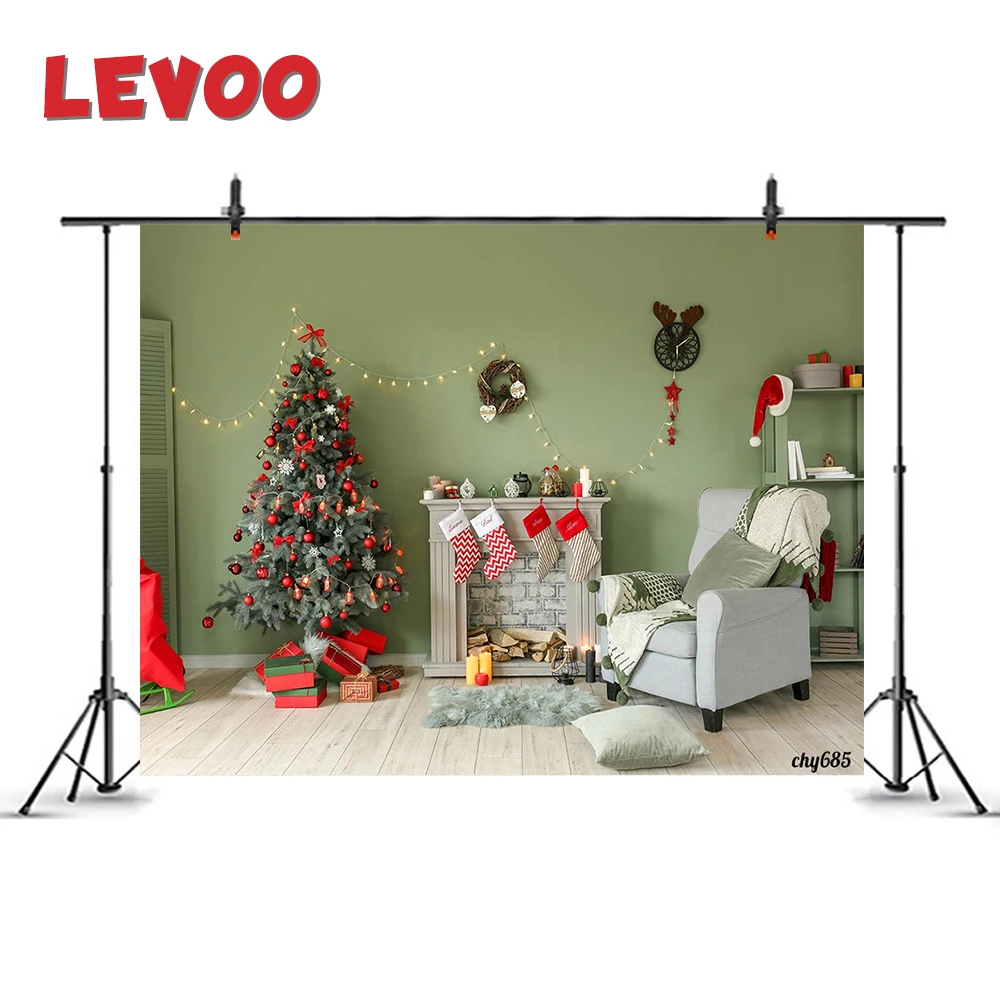 LEVOO Рождественская комната Искусственная елка бороды чулки зеленая стена фон для