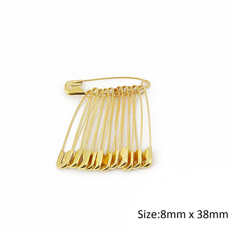 8x38mm 50 шт. Золотые/серебряные безопасные булавки DIY Швейные инструменты аксессуары металлические иглы 6 мм-12 мм Большая Булавка маленькая брошь аксессуары для одежды - Цвет: 8x38mm