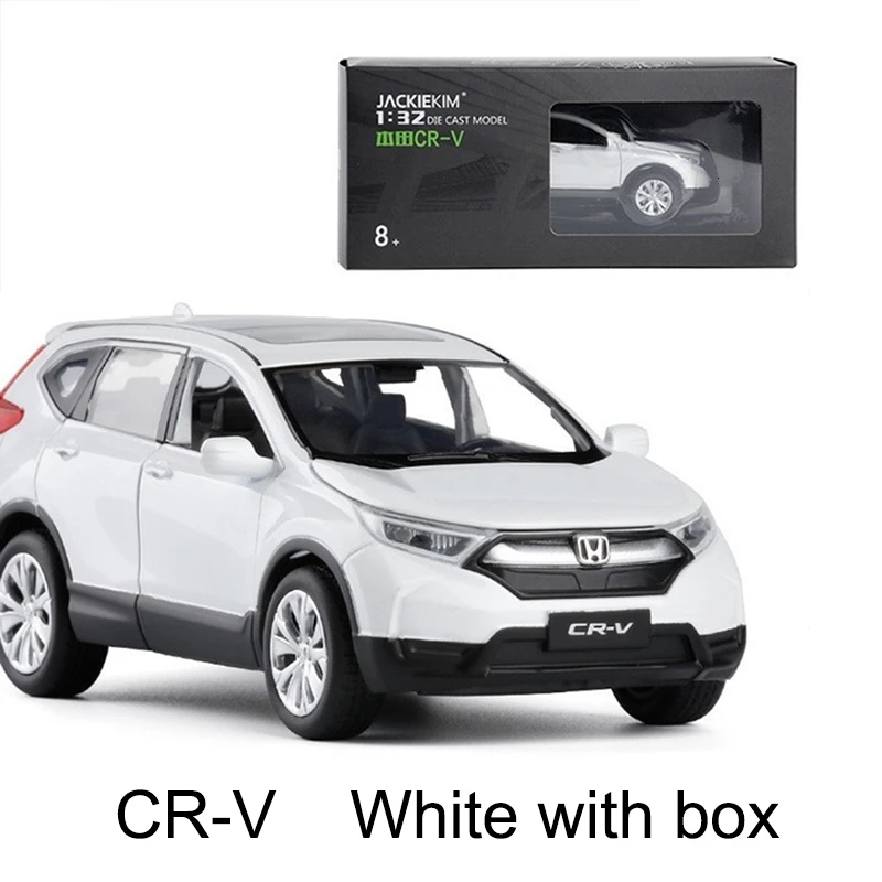 1:32 15 см Honda CRV литая под давлением масштабная модель автомобиля игрушки высокая имитация Вытяните назад металлические модели 6 дверей открываются со звуком светильник - Color: White With Box