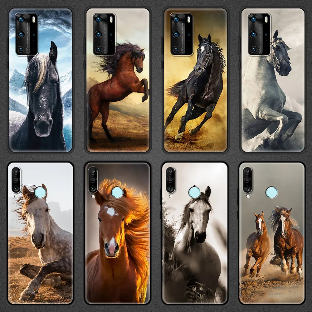 

Silicone Case for Huawei P10 P20 Pro P30 P40 Lite E P40 Pro Plus P Smart Z 2021 Luxury Soft Phone Shell Horse