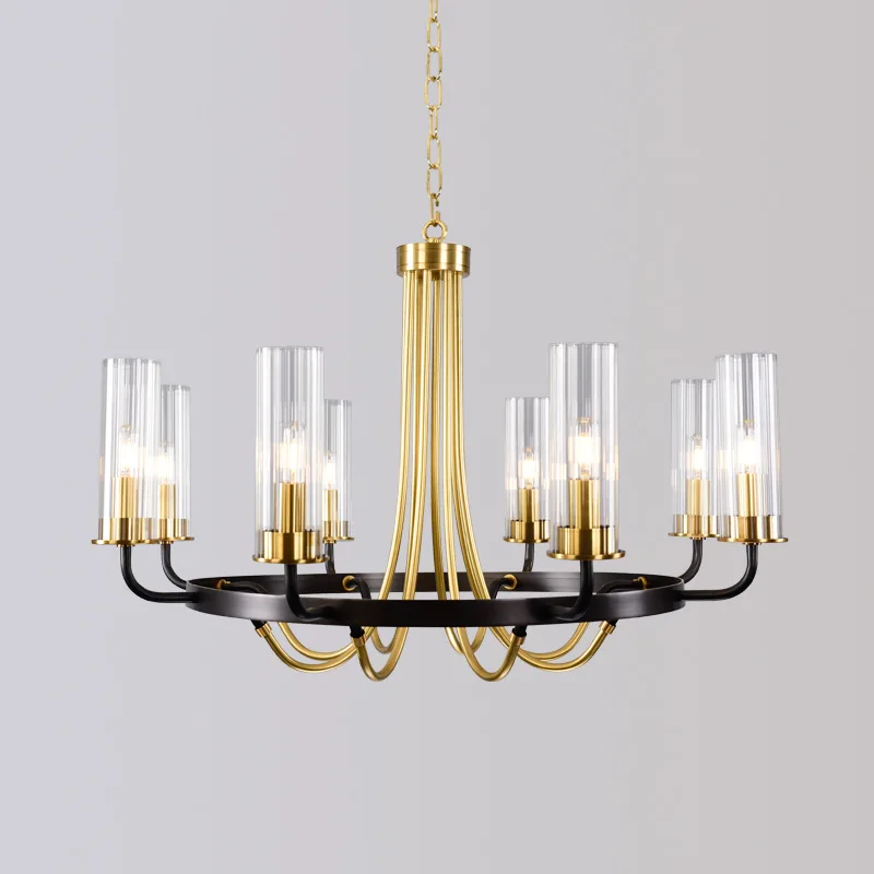 Постмодернизированная золотистая/черная светодиодная люстра скандинавский