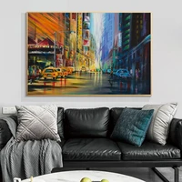 watercolor abstract new york city poster canvas painting street night life pictures wall art print for living room decor