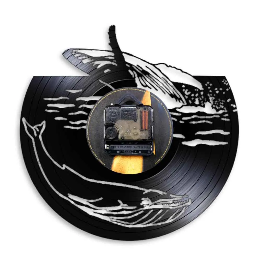 Винтажные виниловые настенные часы с изображением китов океанских животных