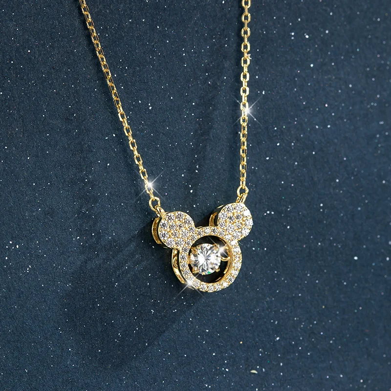 

2021 Fashion Lucky Mickey Necklaces for Women Stainless Steel Jewelry Zircon Pendant Neck Chain Gift for Girl Free Shipping