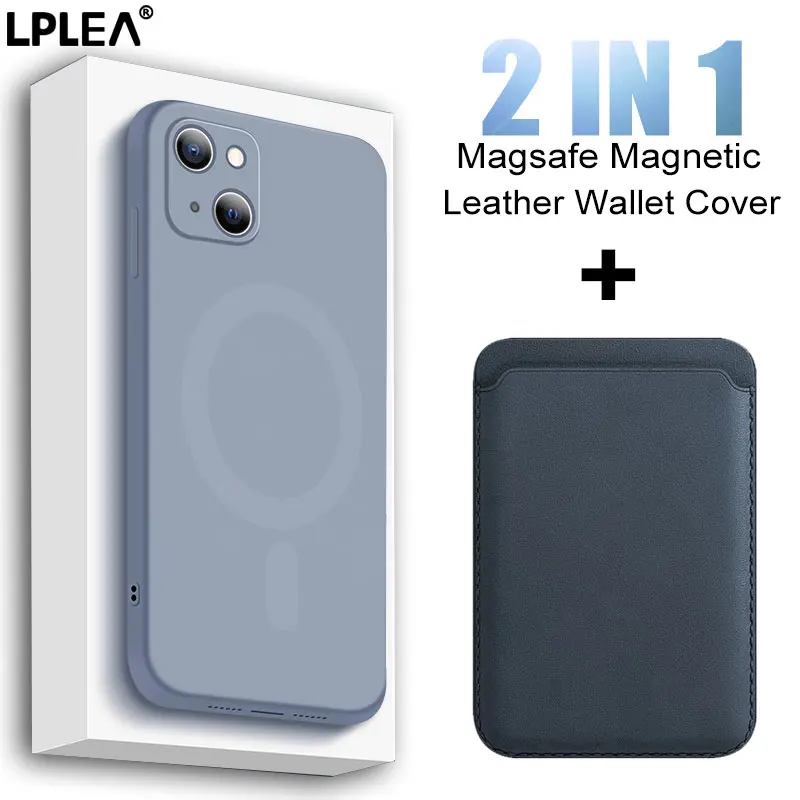 

For iPhone 13 12 11 Pro MAX Mini Luxury Liquid Silicone Magsafe Magnetic Wireless Charging Case XR X XS 7 8 Plus Leather Wallet