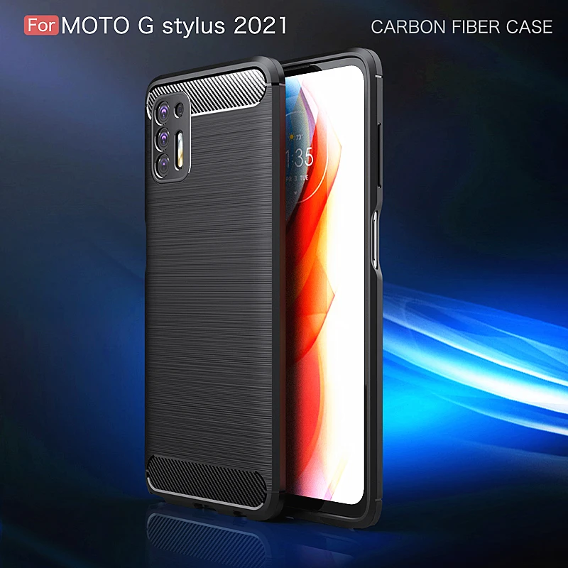 

For Motorola Moto G Stylus 2021 Case Carbon Fiber Shockproof Silicone Cover For Moto G Stylus 2021 Case for Moto G Stylus 2021