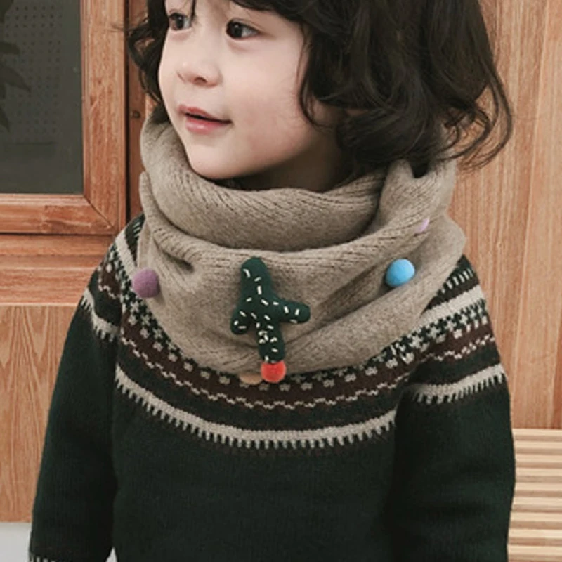 Модный теплый зимний шарф Вязаный детский для маленьких мальчиков и девочек с