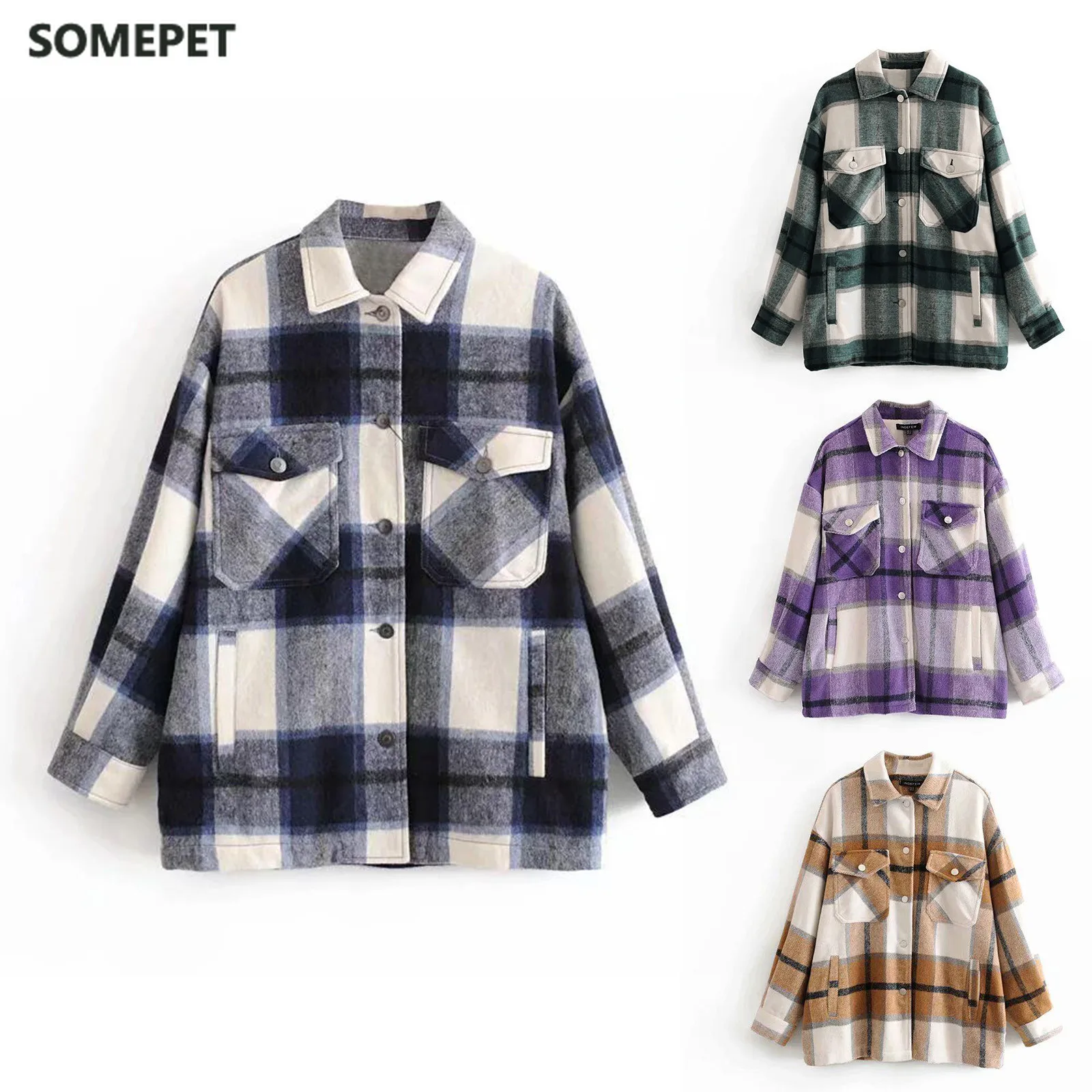 

Women's jacket Korean fashion women's clothes casual clothes long-sleeved pocket coat coat autumn and winter warm woman jacket