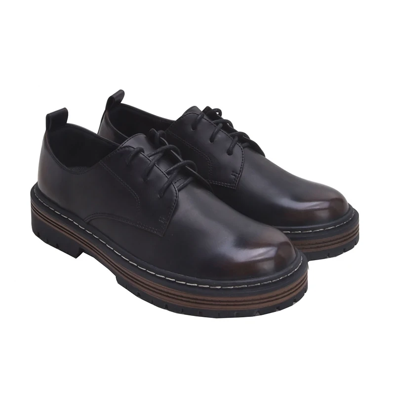 Brown HZ5058A2 Женские оксфорды в британском стиле в стиле ретро; обувь из натуральной кожи; женские осенние Броги из кожи с натуральным лицевым покрытием; обувь на платформе; коллекция года - Цвет: Brown HZ5058A2