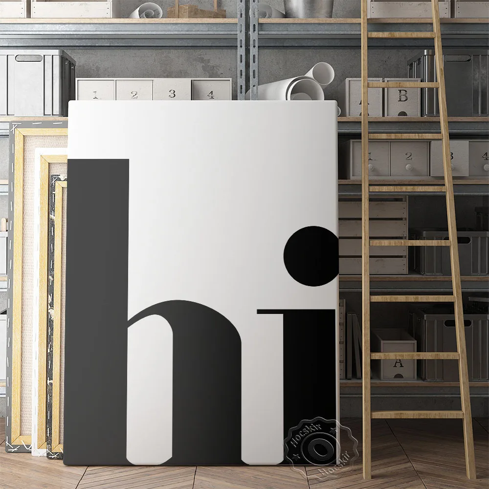 

Hi Printing Poster, Black Lettering White Background Canvas Painting, Minimalism Text Wall Stickers, Nordic Style Wall Art Decor