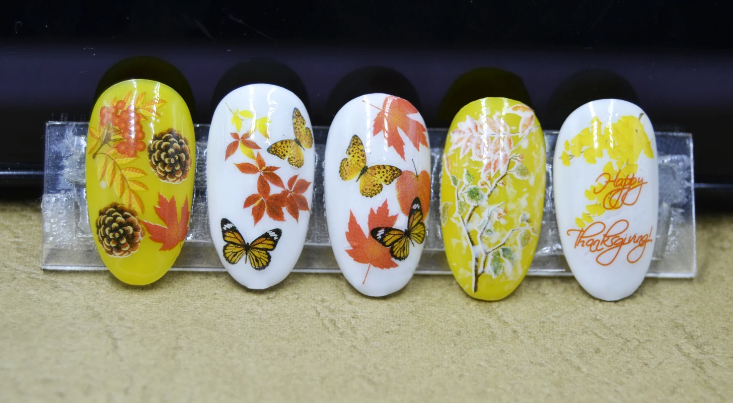 

3D Nail Sticker Spring Autumn Self-Adhesive Glue Stickers Color Butterfly Flower Grass Stickers for Manicure Nail Art Decoration