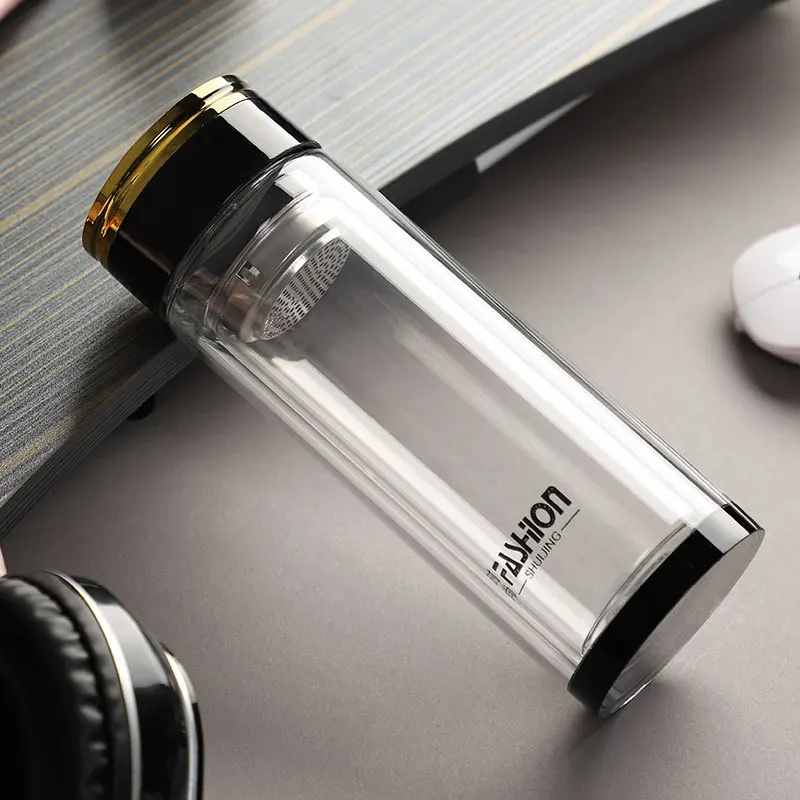 

Fashion High Quality Water Cup Promotion Gift Transparent Water Bottles High Borosilicate Double Layer Glass Cup