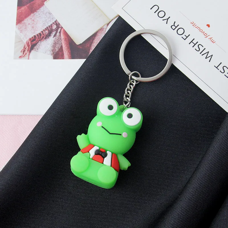 New Fashion Cute cartoon green frog keychain pendant animal shape silicone key chain backpack accessories holiday gift