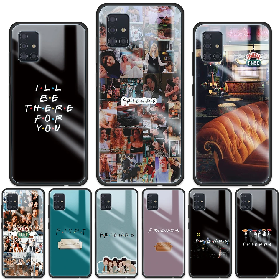 

Tempered Glass Phone Case Cover for Samsung Galaxy A51 A52 A72 5G A50 A71 A31 A70 A10 A21s A01 Coque Friends TV Central Coffee