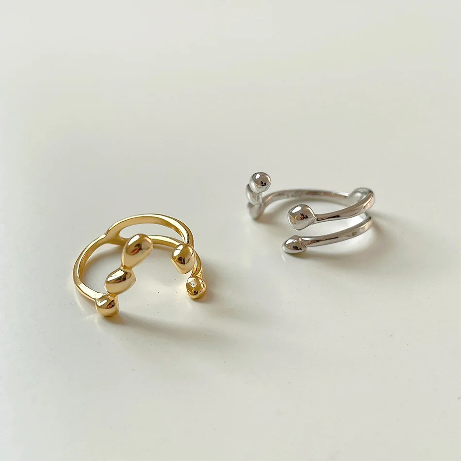 

Amaiyllis S925 Sterling Silver Irregular Twisted Open Finger Rings Simple Light Luxury Fashion Rings For Female Jewelry