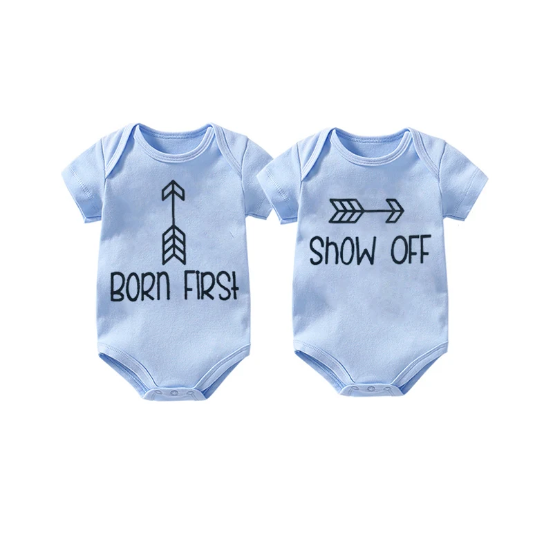 

YSCULBUTOL Born First Show Off Twins Baby Bodysuits Baby Girl Boy Outfits Newborn baby Shower Gifts Twins Funny cute Photos