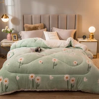 winter super soft flannel duvet double sided cashmere blanket pure color comforter thicken warm quilt solid bedspread