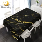 Водонепроницаемая скатерть рабочего стола, роскошная скатерть с абстрактным 3D рисунком камней, золотого и черного цвета, для кухни