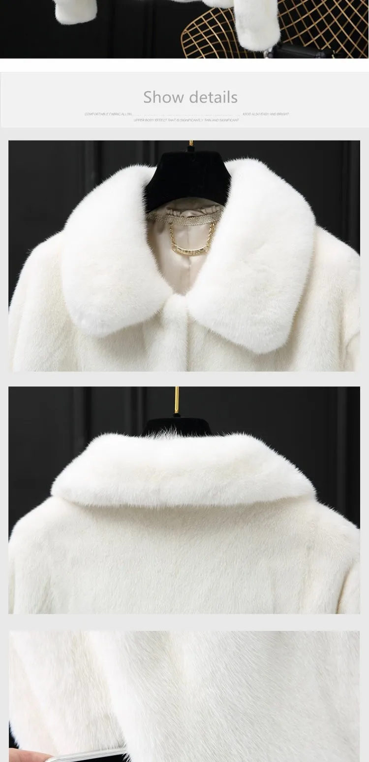 inverno полностью из норки мех revestimento das mulheres curto moda simples pequena pracha de colarinho casaco de pele de vison