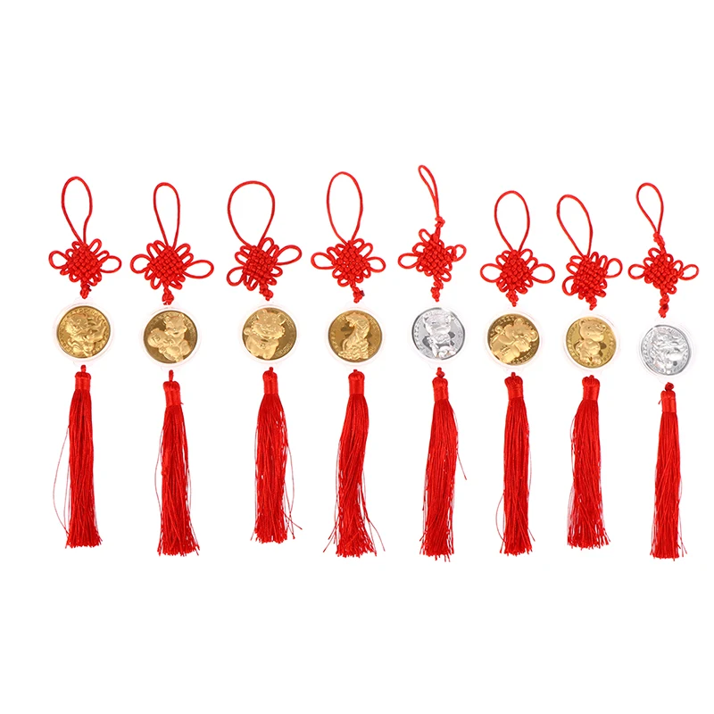 

2022 Year Tiger Zodiac Commemorative Coin Pendant Tiger Red Tassel Car Interior