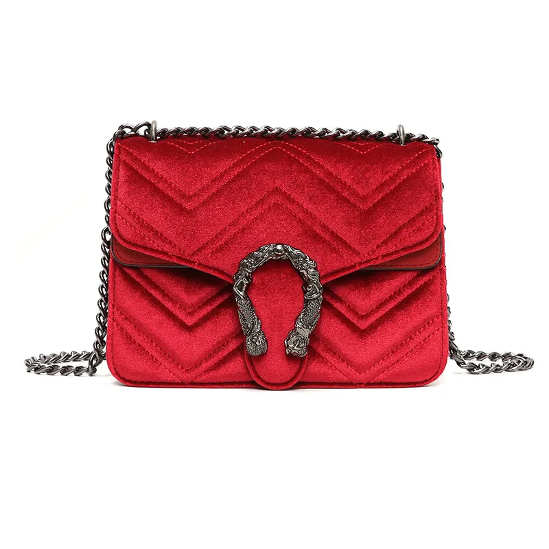 

Velvet Bag Women 2020 New Vintage Fashion Autumn and Winter Fashion Rhombus Chain Single Shoulder Oblique Span Bag Hand Bags