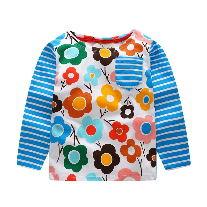 Jumping meters Long Sleeve T shirts for Baby Girls Cotton Clothing Cartoon Print Autumn Spring Tops New Children | Мать и ребенок