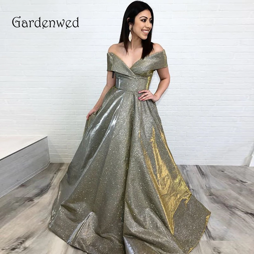 Блестящее Золотое вечернее платье новинка 2019 современный дизайн ткани длинное