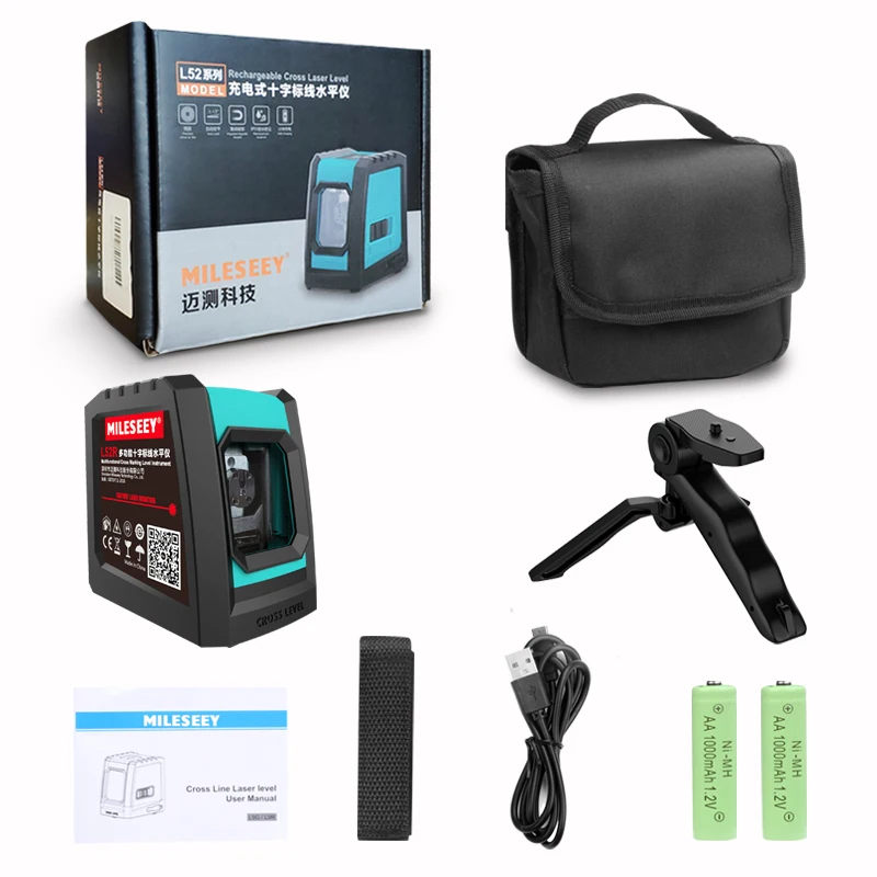 Лазерный уровень Mileseey L52G/R перезаряжаемый самовыравнивающийся нивелир с 2