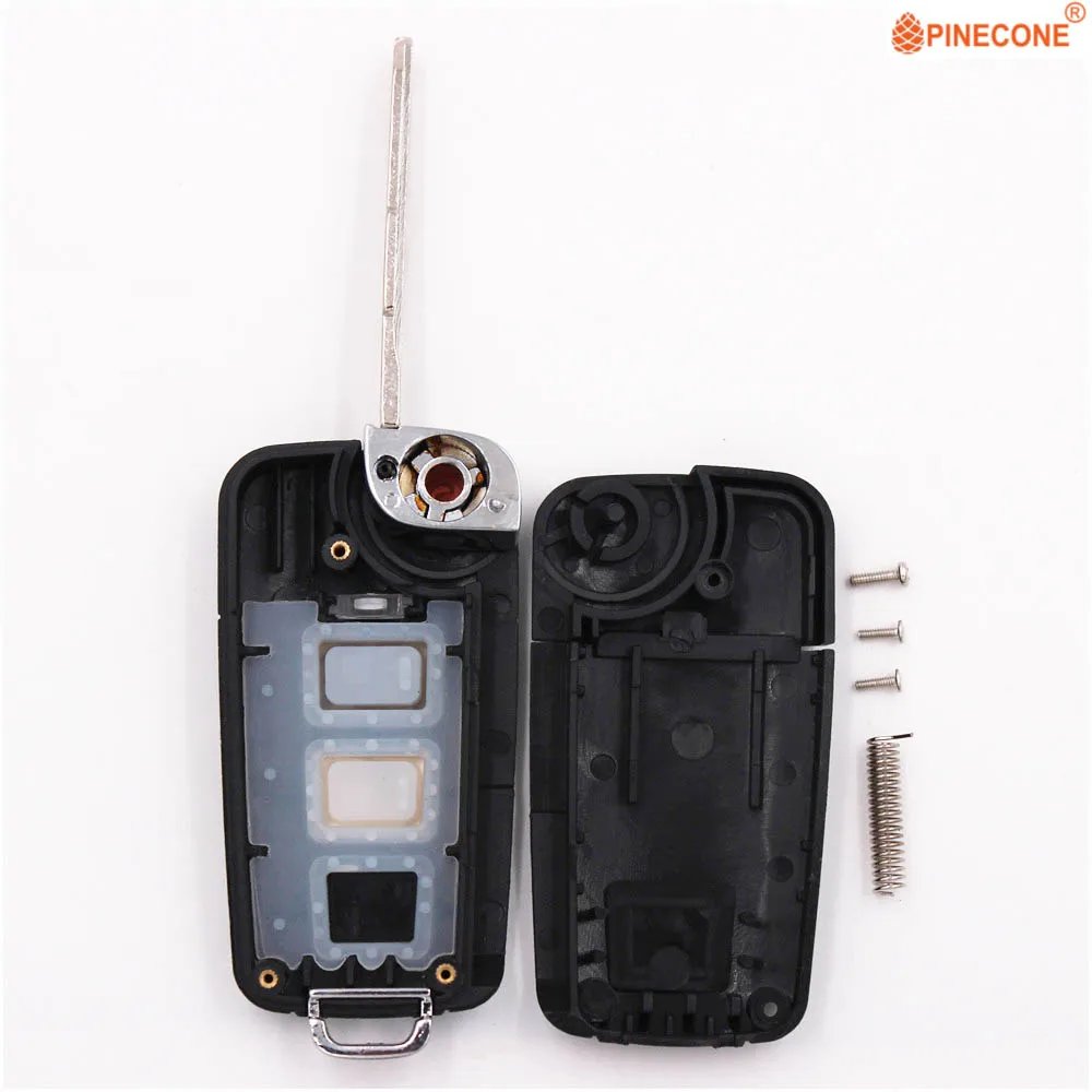 

PINECONE for Kia Sportage 2 Button Silver Button Key Modified Flip Folding Car Key Fob Shell Case With Uncut Blade