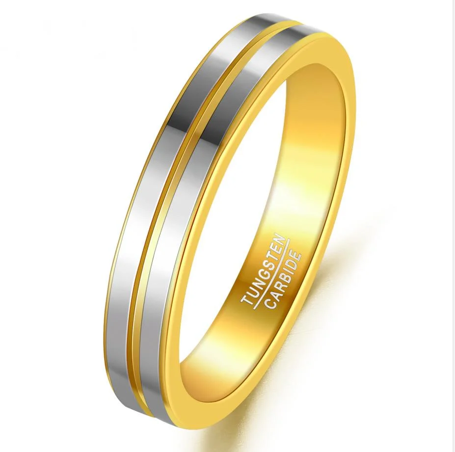 

Fashion Groove Inner Ring Gold Color Surface Polished Tungsten Steel Ring Men's Engagement Jewelry
