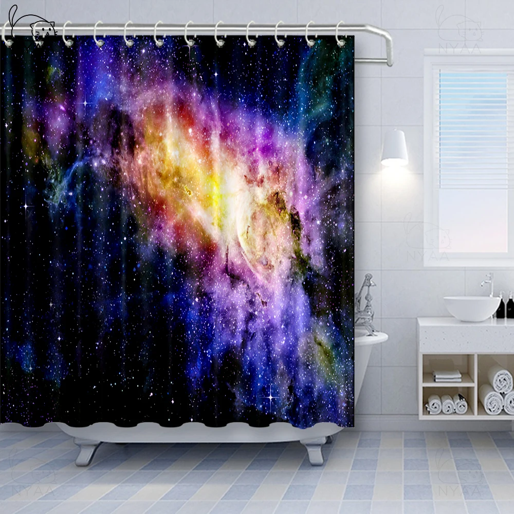 Современная занавеска для душа с изображением галактики ночного звездного неба