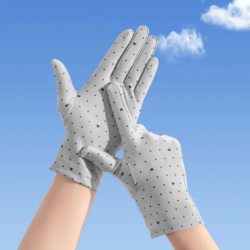 

1Pair Dots Women Sunscreen Gloves Summer Spring Spandex Gloves Anti-UV Short Driving Glove High Elastic Thin Etiquette Glove